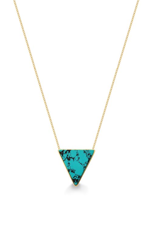 Colar Triangle - Turquesa Mexicana - Coleção Geometric Banho: Folheado a Ouro