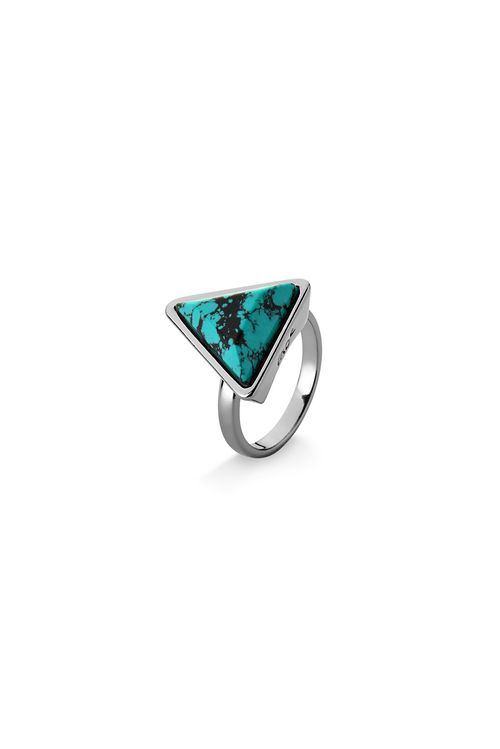Anel Little Triangle - Turquesa Mexicana - Coleção Geometric Banho: Ródio Negro
