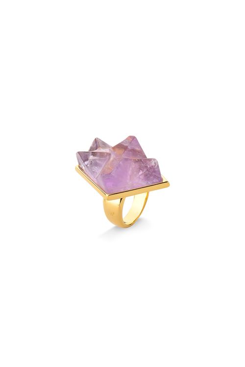 Anel Futuro Bold - Ametista - Coleção Krypton Banho: Folheado a Ouro