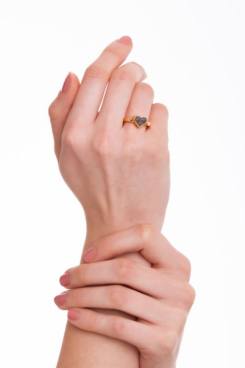 Anel Petit Coração - Drusa Metalizada - Coleção Ícones Banho: Folheado a Ouro