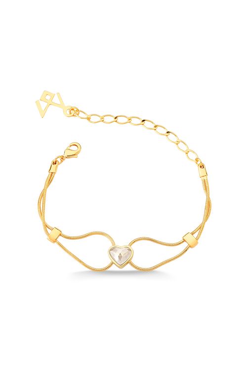 Pulseira Princess Love - Quartzo Leitoso Perolizado - Coleção Ícones Banho: Folheado a Ouro