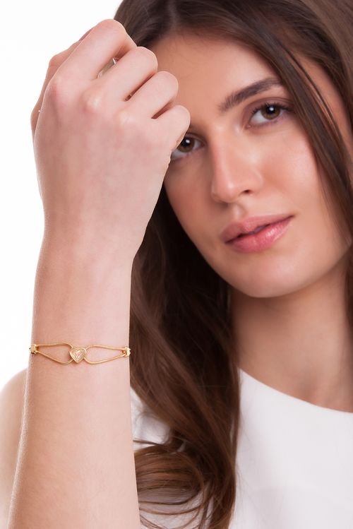 Pulseira Princess Love - Quartzo Leitoso Perolizado - Coleção Ícones Banho: Folheado a Ouro