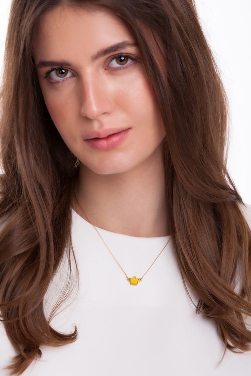 Colar Princess - Quartzo Amarelo - Coleção Ícones Banho: Folheado a Ouro