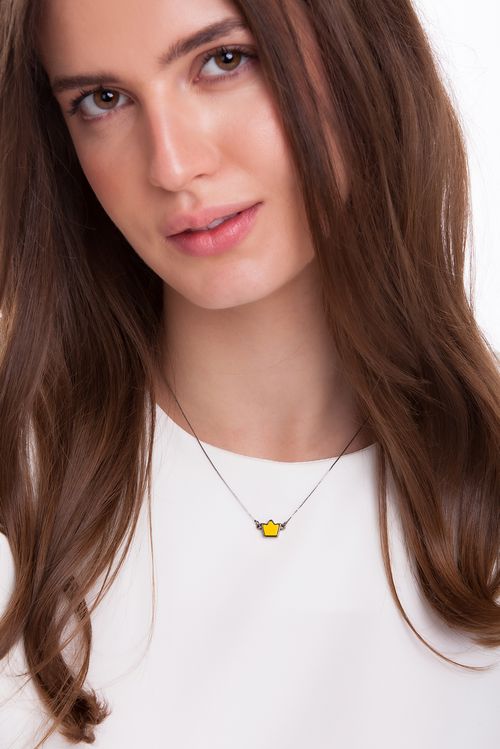 Colar Princess - Quartzo Amarelo - Coleção Ícones Banho: Ródio Negro