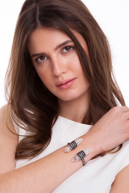 Pulseira Seren - Cristal - Coleção Collab MD + PatBo Banho: Folheado a Prata