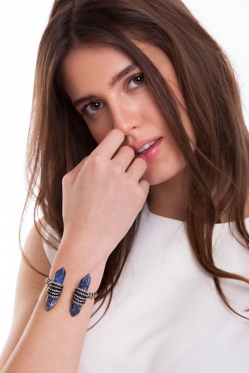 Pulseira Seren - Sodalita - Coleção Collab MD + Patbo Banho: Folheado a Prata