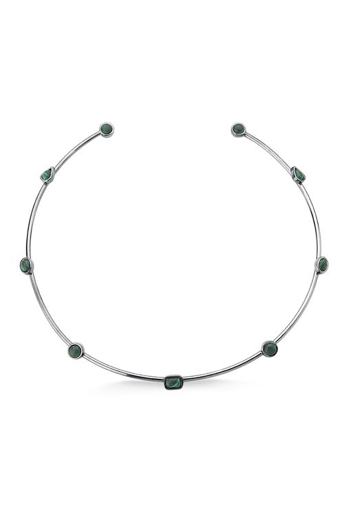 Colar Choker Brise - Malaquita - Coleção Acquarella Banho: Ródio Negro