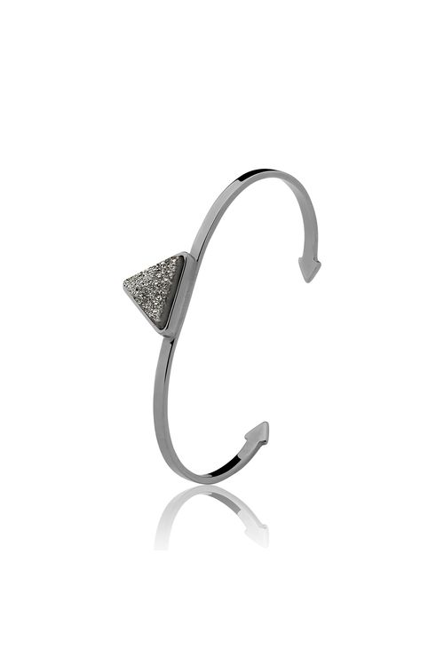 Pulseira Galaxy Triângulo - Drusa Metalizada - Coleção Geometric Banho: Ródio Negro