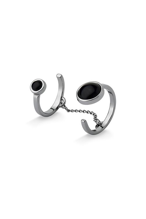 Anel Cuff - Ônix - Coleção Blanc Banho: Ródio Negro