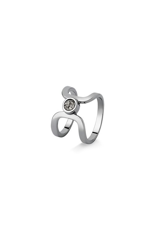 Anel Cool Curve - Drusa Metalizada - Coleção Blanc Banho: Ródio Negro