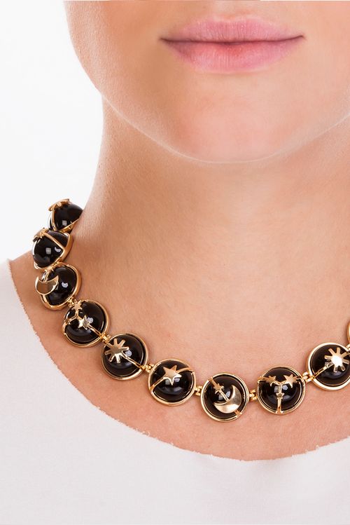 Colar Ying Yang - Obsidiana Preta - Coleção Conexão Banho: Folheado a Ouro