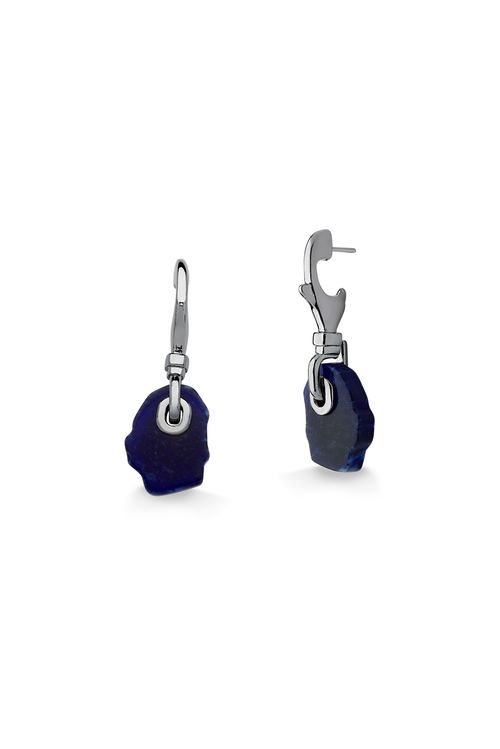 Brinco Clasp - Sodalita - Coleção Focus Banho: Ródio Negro