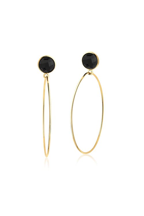 Brinco Argola Slim - Ônix - Coleção Ícone Banho: Folheado a Ouro