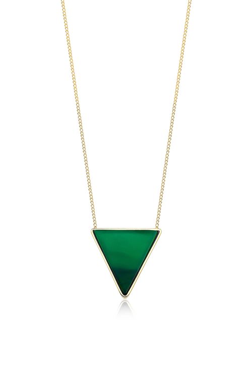Colar Triangle - Ágata Verde - Coleção Geometric Banho: Folheado a Ouro