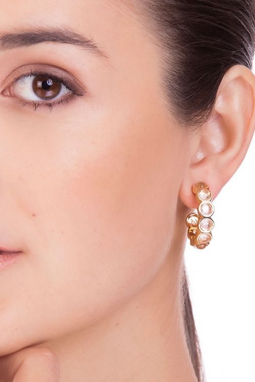 Brinco Argola Aliancinha - Cristal - Coleção Ícone Banho: Folheado a Ouro