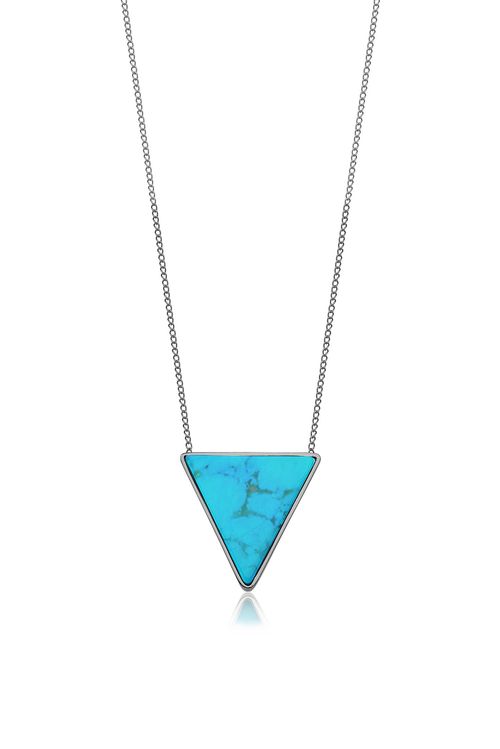 Colar Triangle - Turquesa - Coleção Geometric Banho: Ródio Negro