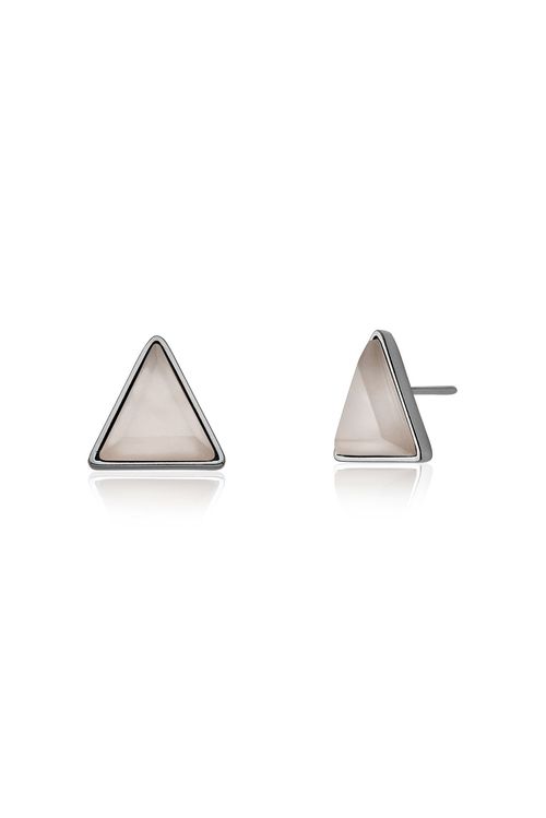 Brinco Triangle - Ágata Cinza - Coleção Geometric Banho: Ródio Negro