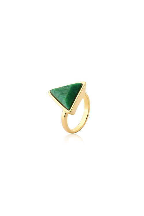 Anel Little Triangle - Amazonita Verde - Coleção Geometric Banho: Folheado a Ouro