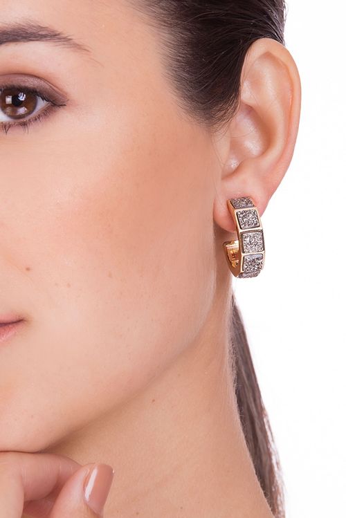 Brinco Argola Stone - Drusa Metalizada - Coleção Ícones Banho: Folheado a Ouro