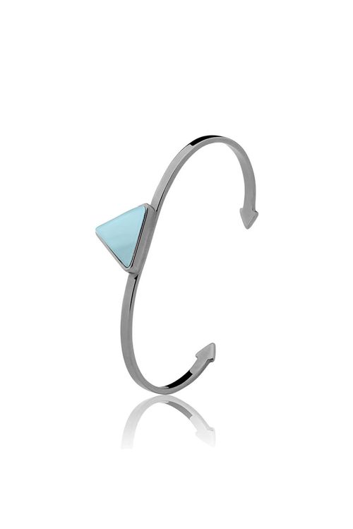 Pulseira Galaxy Triângulo - Ágata Azul - Coleção Geometric Banho: Ródio Negro