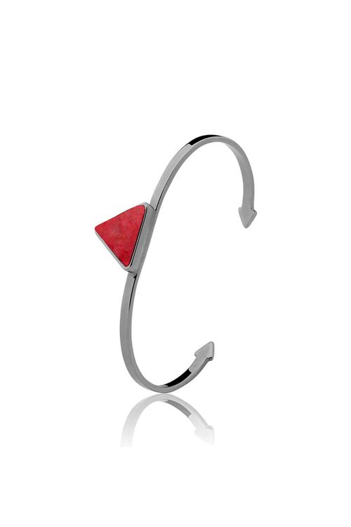 Pulseira Galaxy Triângulo - Amazonita Vermelha - Coleção Geometric Banho: Ródio Negro