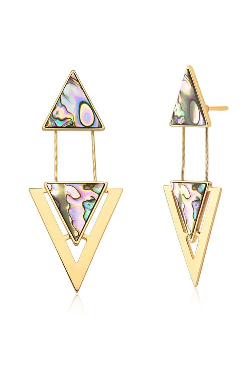 Brinco Two Pieces - Abalone - Coleção Geometric Banho: Folheado a Ouro