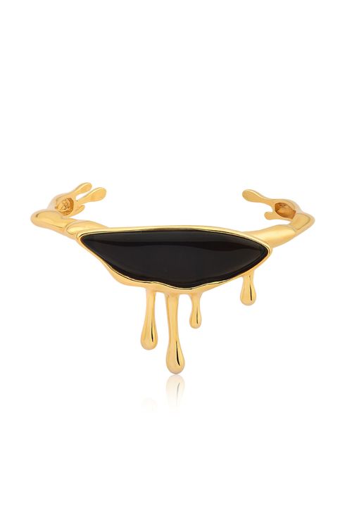 Pulseira Dilúvio - Ônix - Coleção Impulso Banho: Folheado a Ouro