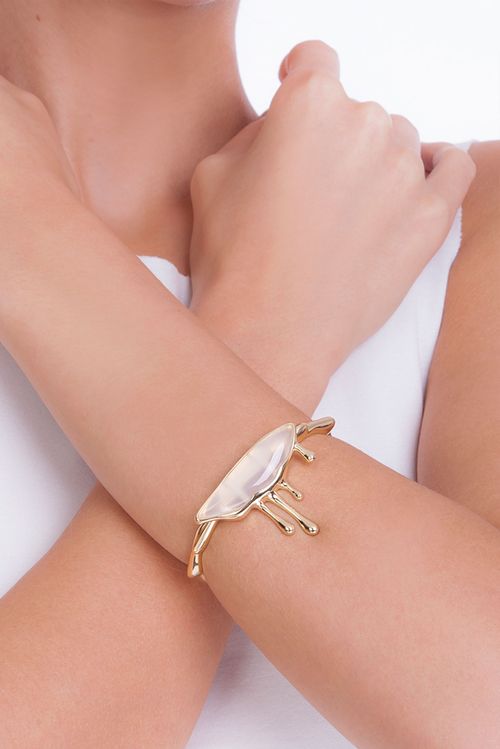 Pulseira Dilúvio - Ágata Branca - Coleção Impulso Banho: Folheado a Ouro