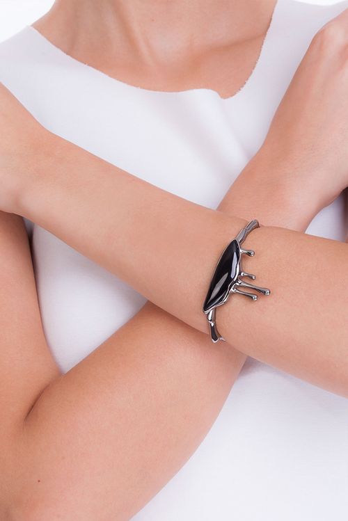 Pulseira Dilúvio - Ônix - Coleção Impulso Banho: Ródio Negro
