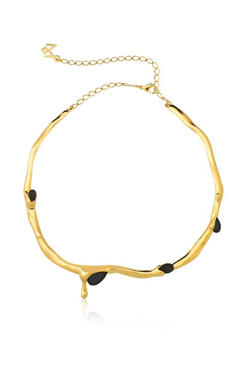 Colar Choker Calor - Ônix - Coleção Impulso Banho: Folheado a Ouro