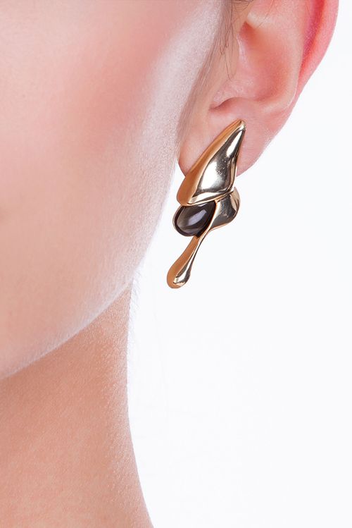 Brinco Extravaso - Ônix - Coleção Impulso Banho: Folheado a Ouro