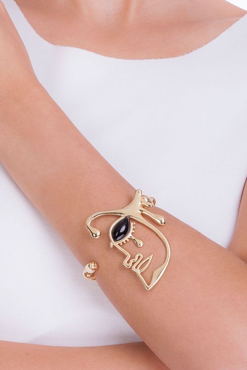 Pulseira Emoção - Ônix - Coleção Impulso Banho: Folheado a Ouro