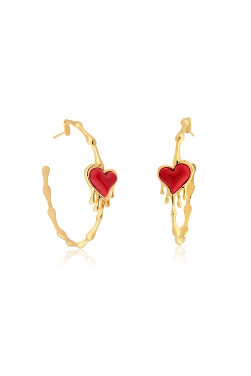 Brinco Argola Desejo - Vermelho - Coleção Impulso Banho: Folheado a Ouro