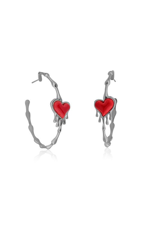 Brinco Argola Desejo - Vermelho - Coleção Impulso Banho: Ródio Negro