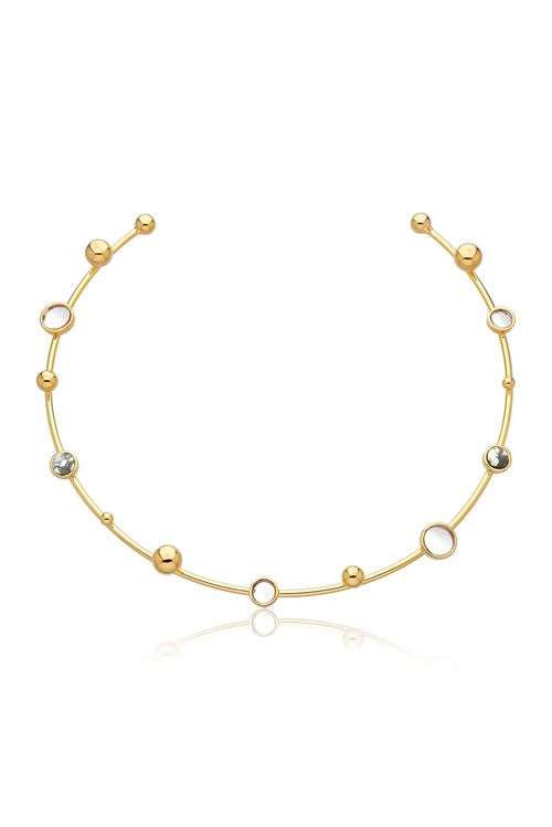 Colar Choker Infinito - Haulita e Espelho - Coleção Reflexo Banho: Folheado a Ouro