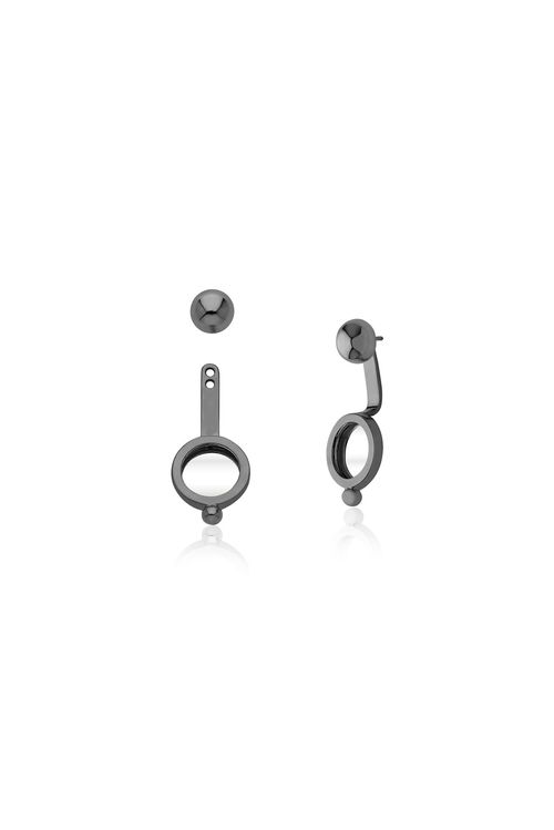Brinco Nitidez - Espelho - Coleção Reflexo Banho: Ródio Negro