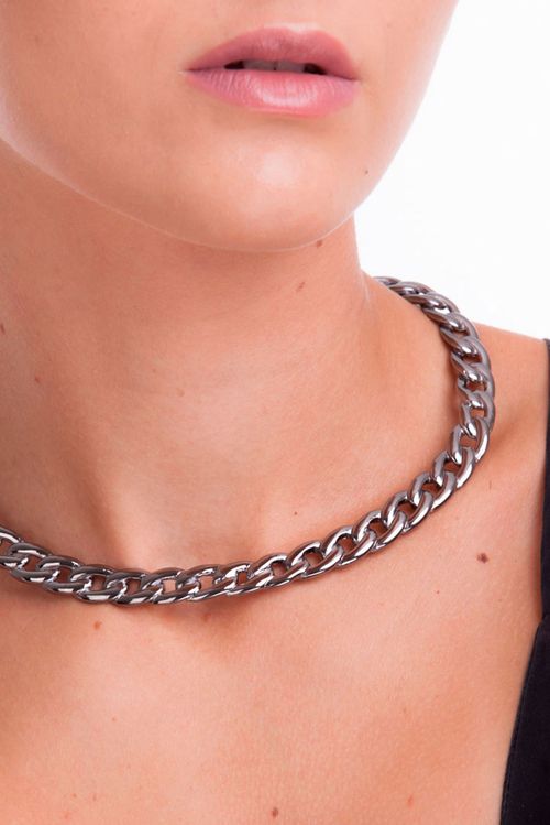 Colar Choker Metal - Coleção Urban Banho: Ródio Negro