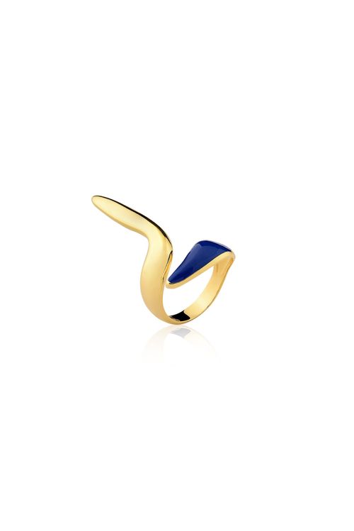 Anel El Poema - Azul - Coleção Fusion Banho: Folheado a Ouro