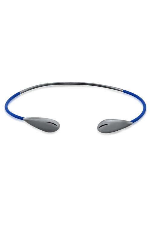 Colar Choker Las Gotas - Azul - Coleção Fusion Banho: Ródio Negro