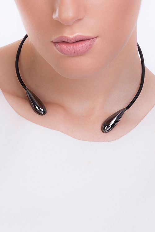 Colar Choker Las Gotas - Preto - Coleção Fusion Banho: Ródio Negro