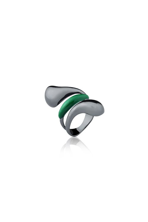 Anel Las Gotas - Verde - Coleção Fusion Banho: Ródio Negro