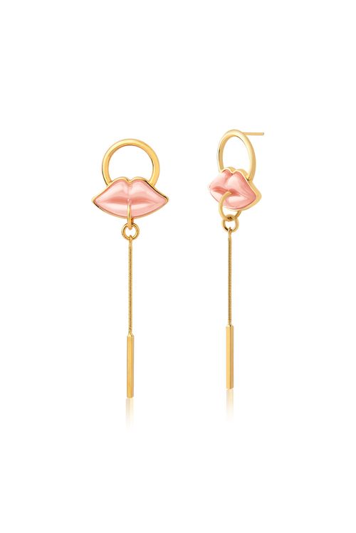 Brinco Kiss - Rosa - Coleção Kiss Me Banho: Folheado a Ouro