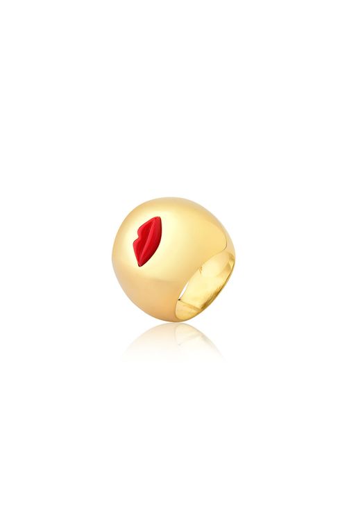 Anel Soft Kiss - Vermelho - Coleção Kiss Me Banho: Folheado a Ouro