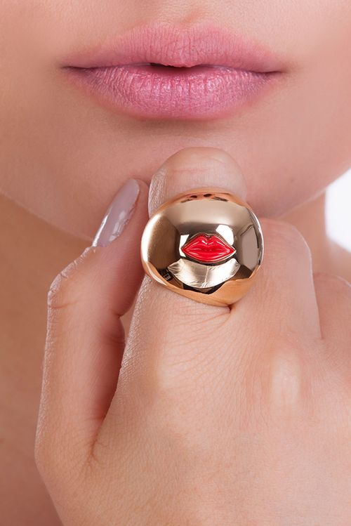 Anel Soft Kiss - Vermelho - Coleção Kiss Me Banho: Folheado a Ouro