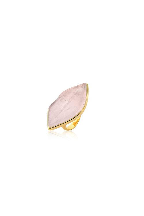 Anel Kiss Me - Quartzo Rosa - Coleção Kiss Me Banho: Folheado a Ouro