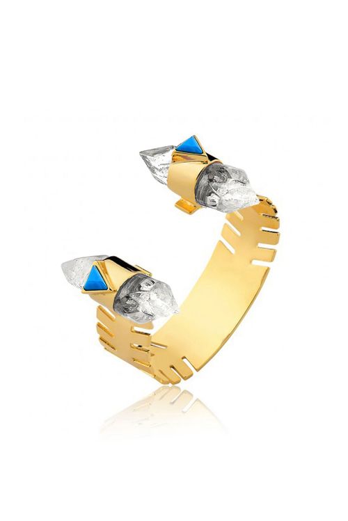 Pulseira Nomad - Cristal e Turquesa - Coleção Boho Tropical Banho: Folheado a Ouro