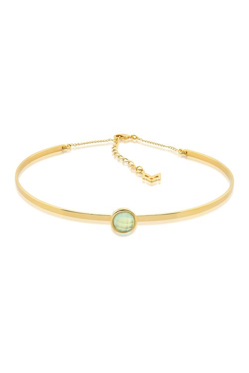 Colar Choker Princesa - Ágata Azul - Coleção Essential Banho: Folheado a Ouro