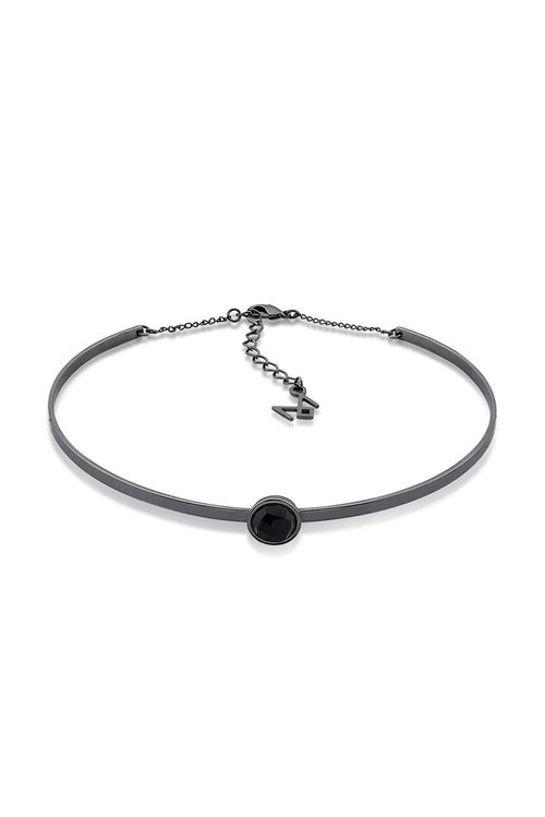 Colar Choker Princesa - Obsidiana Preta - Coleção Essential Banho: Ródio Negro