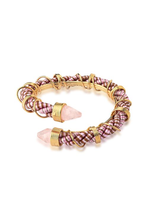Pulseira Eden - Quartzo Rosa - Coleção Origens Banho: Folheado a Ouro