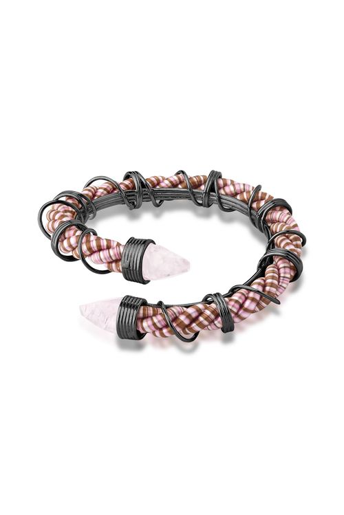 Pulseira Eden - Quartzo Rosa - Coleção Origens Banho: Ródio Negro